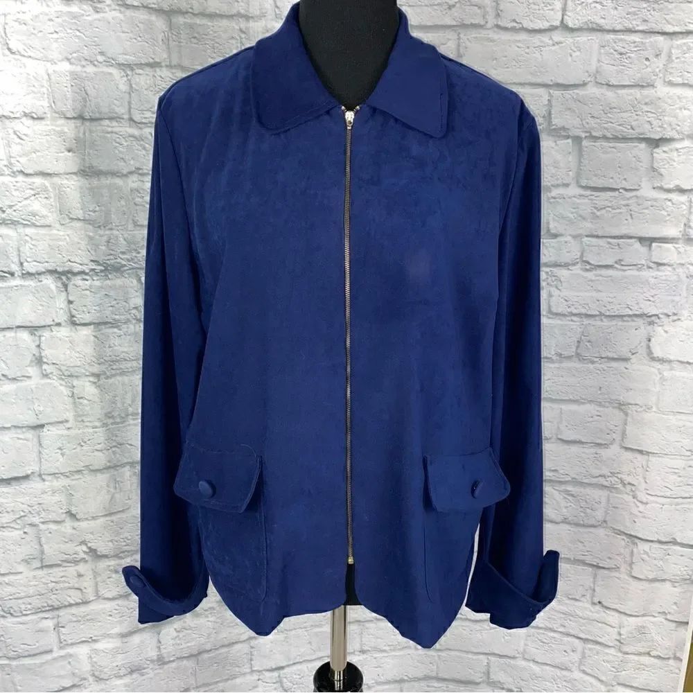 Maren full zip collared jacket navy blue sz 14